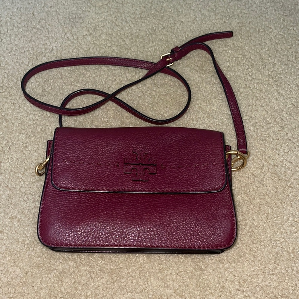 Gently worn burgundy Tory Burch Crossbody